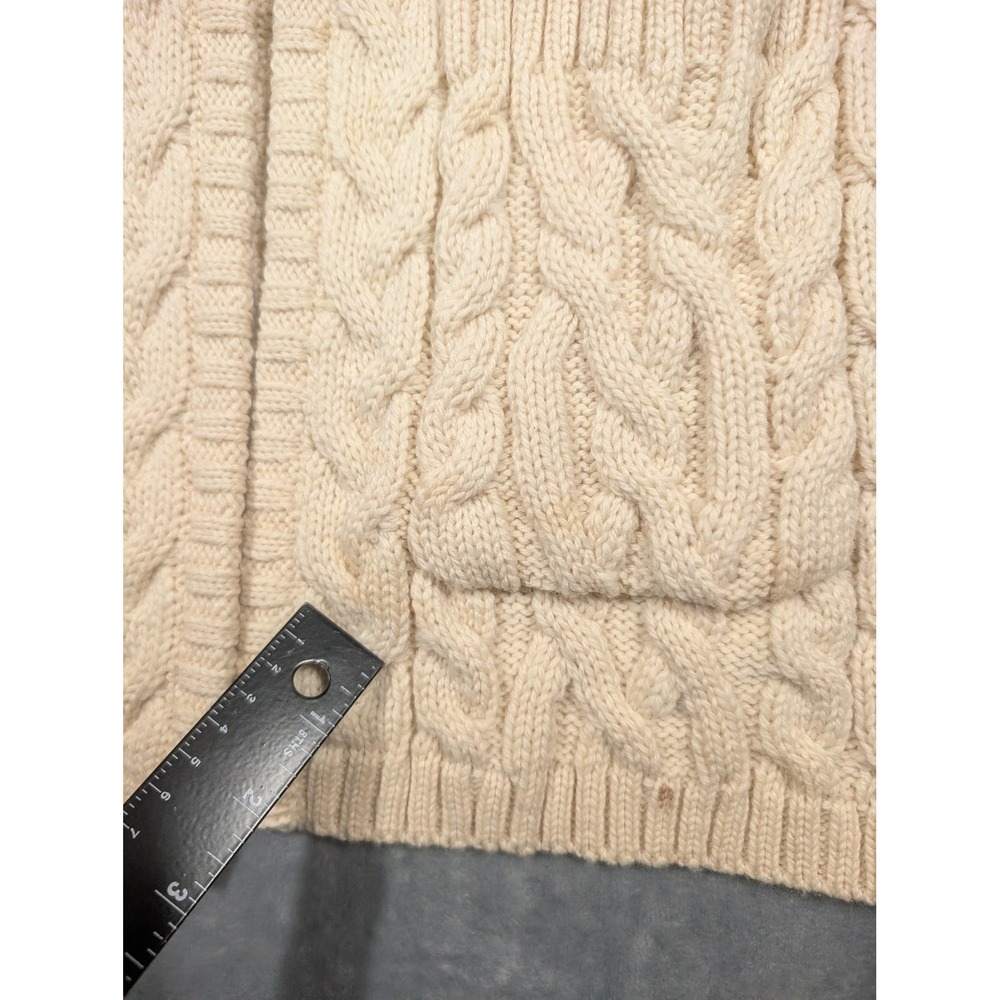 Blarney Aran Originals Sweater Cardigan Womens M White Wool Belted Cable Knit - Picture 7 of 9